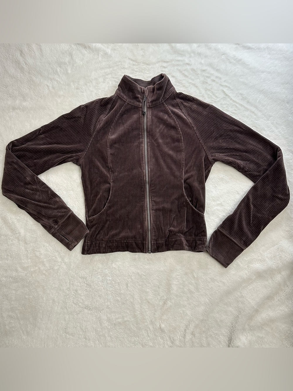 Lululemon Scuba Track Jacket Velvet Cord Espresso Brown Size 6 Excellent